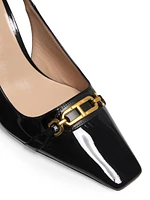 100MM Patent Leather Slingback Pumps