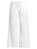 Cotton Drawstring Straight-Leg Pants