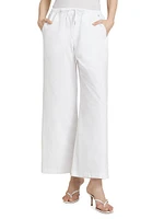 Cotton Drawstring Straight-Leg Pants