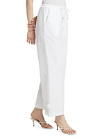 Cotton Drawstring Straight-Leg Pants