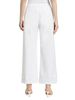 Cotton Drawstring Straight-Leg Pants