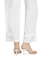 Cotton Drawstring Straight-Leg Pants