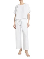 Cotton Drawstring Straight-Leg Pants