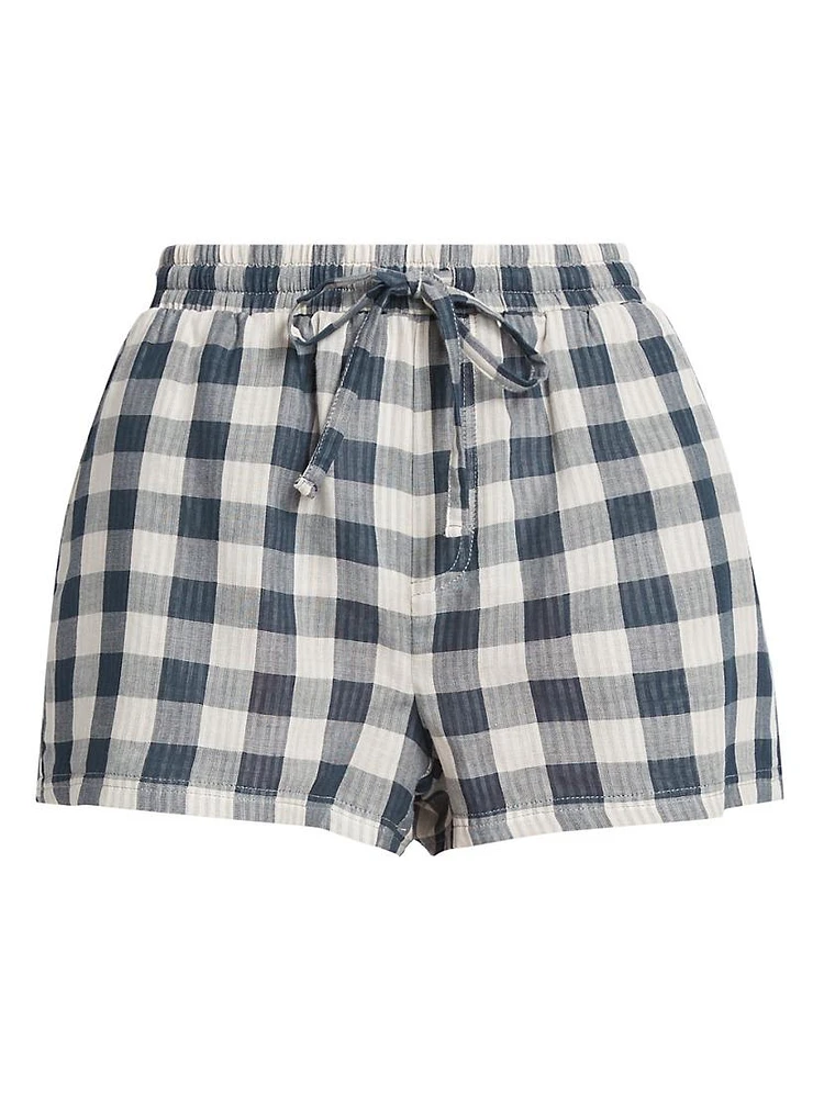 Check Cotton Drawstring Shorts