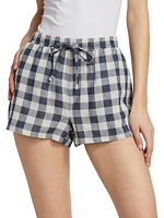 Check Cotton Drawstring Shorts