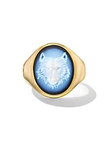 Petrvs Wolf Signet Ring in 18K Yellow Gold