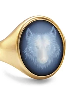 Petrvs Wolf Signet Ring in 18K Yellow Gold