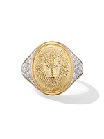 Petrvs Wolf Signet Ring 18K Yellow Gold