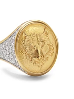 Petrvs Wolf Signet Ring 18K Yellow Gold