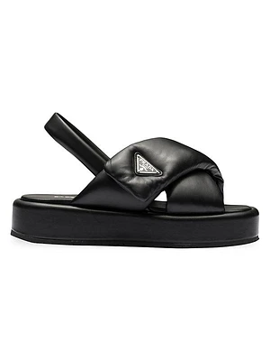 Soft Padded Nappa Leather Wedge Sandals