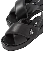 Soft Padded Nappa Leather Wedge Sandals