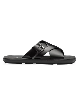 Brushed Leather Slides