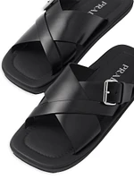 Brushed Leather Slides