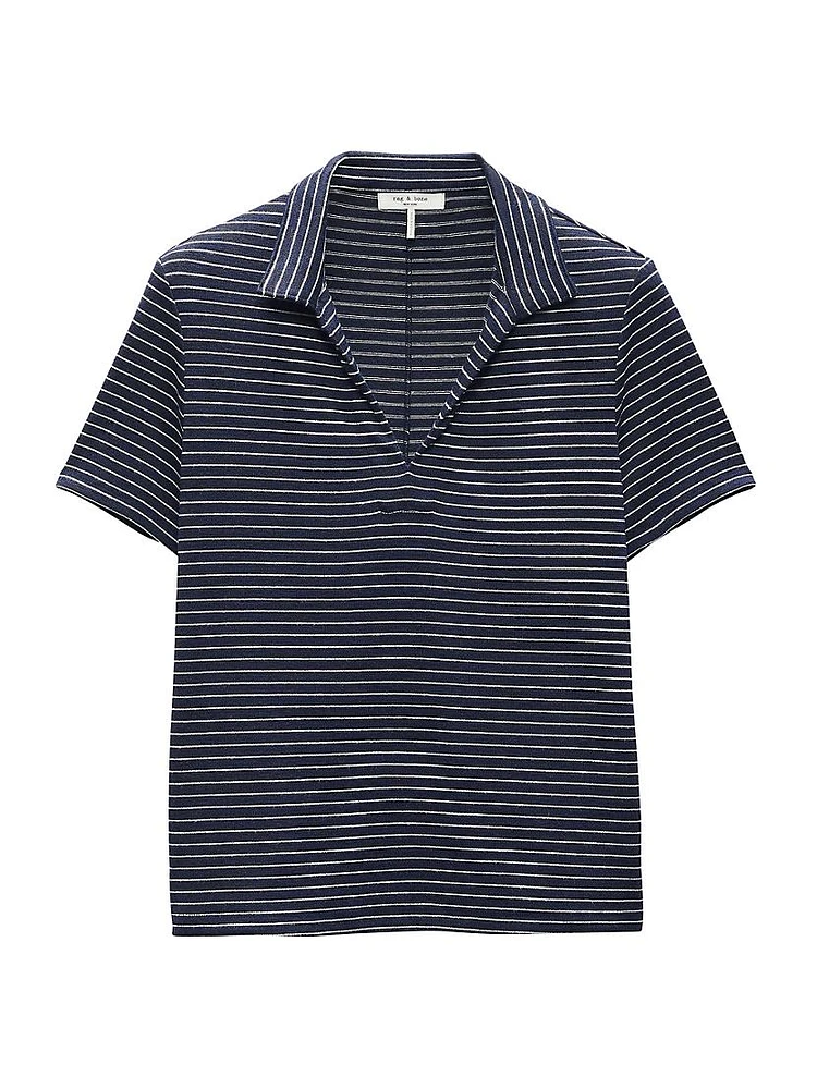 Striped Stretch Cotton Knit Shirt