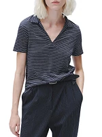 Striped Stretch Cotton Knit Shirt