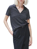 Striped Stretch Cotton Knit Shirt