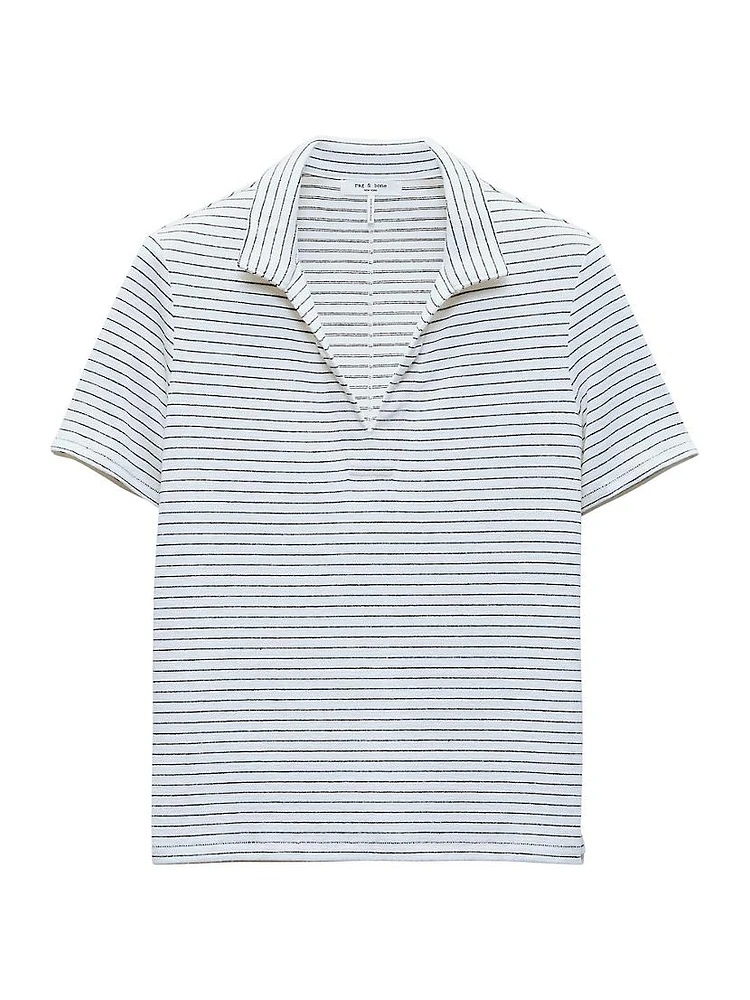 Striped Knit Polo Top