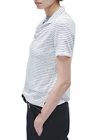 Striped Knit Polo Top