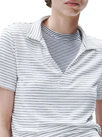 Striped Knit Polo Top