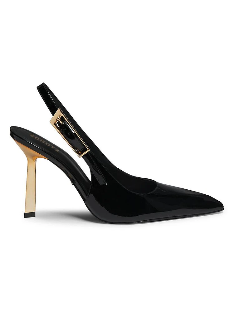 Ciara 100MM Patent Leather Slingback Pumps