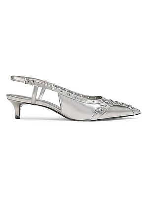 Ruth 50MM Metallic Leather Slingback Pumps