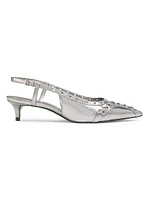 Ruth 50MM Metallic Leather Slingback Pumps