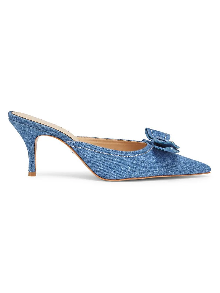 Claire Bow 75MM Denim Mules