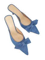 Claire Bow 75MM Denim Mules