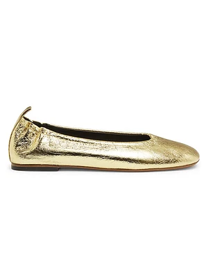 ID Stretch Back Leather Ballerina Flats