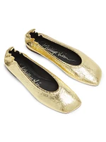 ID Stretch Back Leather Ballerina Flats