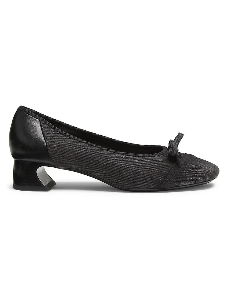 Soft Denim Ballerina Crescent Pumps