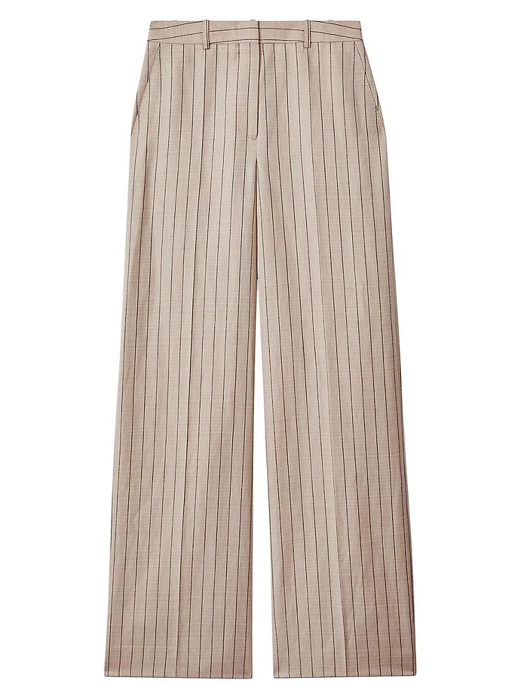 Odette Pinstriped Wide-Leg Pants