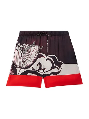 Fallon Printed Satin Drawstring Shorts