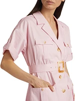 Everest Safari Stretch-Cotton Belted Shirtdress