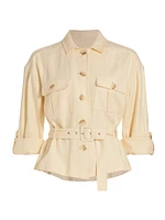 Voyage Belted Linen Twill Safari Jacket