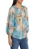 Teagan Renaissance Chiffon Button-Front Blouse