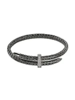 Spear Black-Rhodium-Plated & 0.24 TCW Diamond Bypass Flexible Cuff