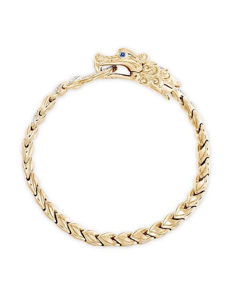 Naga 18K Yellow Gold, Blue Sapphire & 0.46 TCW Diamond Bracelet