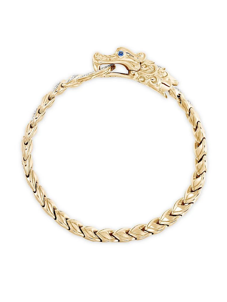 Naga 18K Yellow Gold, Blue Sapphire & 0.46 TCW Diamond Bracelet