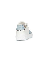 B-Court Logo-Monogrammed Denim & Leather Low-Top Sneakers