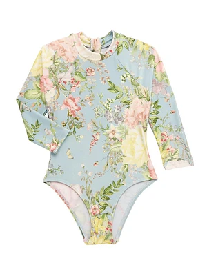 Little Girl's & Waverly Long-Sleeve One-Piece Swimsuit