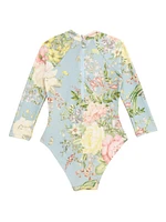 Little Girl's & Waverly Long-Sleeve One-Piece Swimsuit