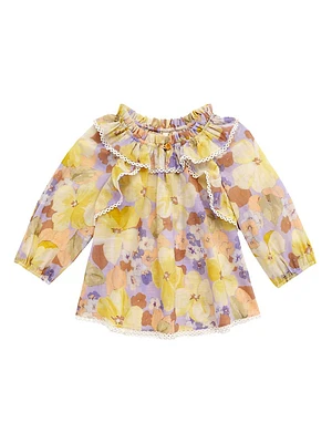 Little Girl's & Pop Printed Gathered Neck Top