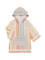 Little Girl's & Girl's Halliday Striped Hooded Swim Coverup