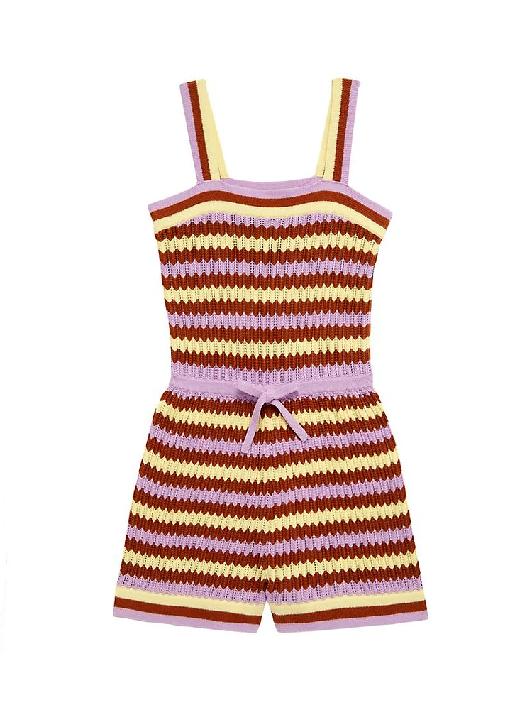 Little Girl's & Pop Textured Knit Playsuit