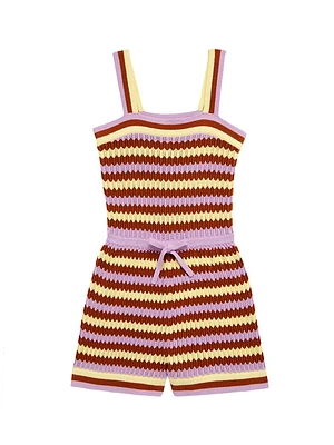 Little Girl's & Pop Textured Knit Playsuit