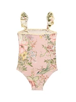 Little Girl's & Waverly Trim One-Piece Swimsuit