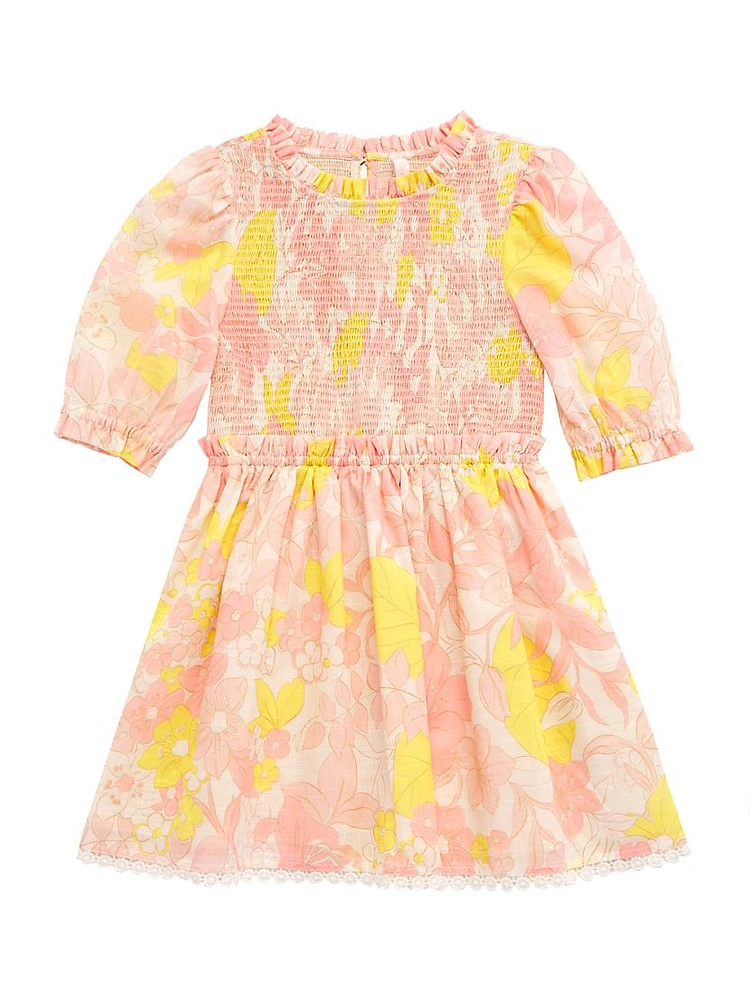 Little Girl's & Pop Printed Puff-Sleeve Dress