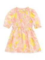 Little Girl's & Pop Printed Puff-Sleeve Dress