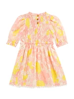 Little Girl's & Pop Printed Puff-Sleeve Dress